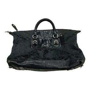 Coach Black Signature Fabric Ashley Handbag